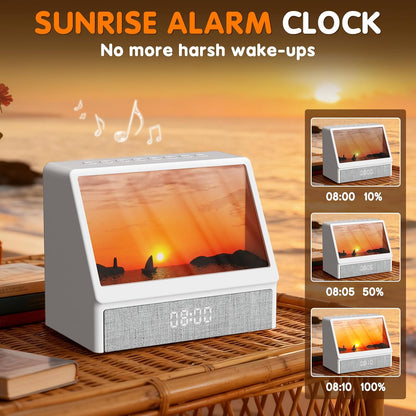 Sunrise Alarm Clock Wake-Up Light White Noise Bluetooth Connectivity Remote Button Control Natural Sound Sunrise Sunset Simulation Adjustable Brightness Christmas Birthday Gift for Friend