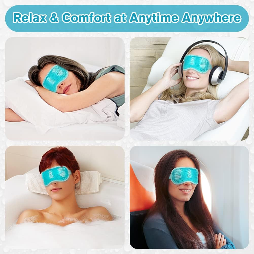 Cooling Eye Mask for Puffy Eyes, Reusable Hot Cold Therapy Gel Cold Eye Mask, Cooling Gel Eye Mask for Dark Circles, Dry Eye, Puffiness, Swollen Eyes, Sinus Pain, Migraine Relief, Headache