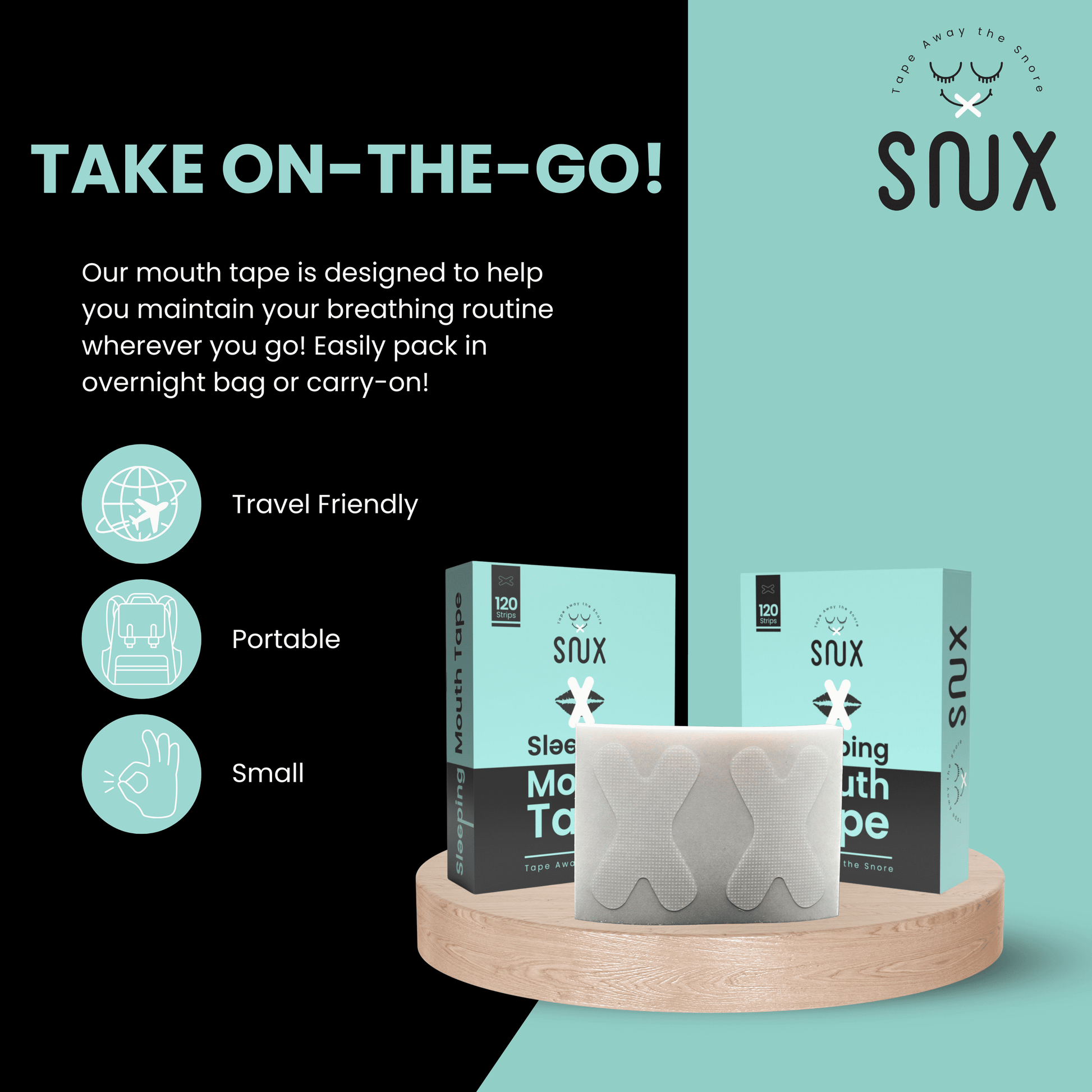 Snux Mouth Tape for Sleeping and Nasal Breathing - 120 Sleep Strips - anti Snoring