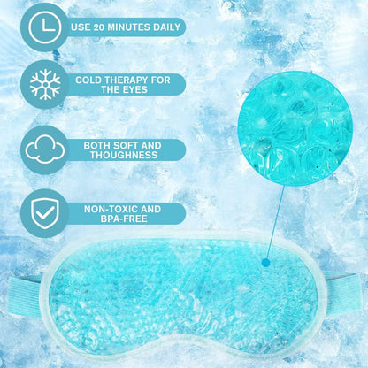 Cooling Eye Mask for Puffy Eyes, Reusable Hot Cold Therapy Gel Cold Eye Mask, Cooling Gel Eye Mask for Dark Circles, Dry Eye, Puffiness, Swollen Eyes, Sinus Pain, Migraine Relief, Headache