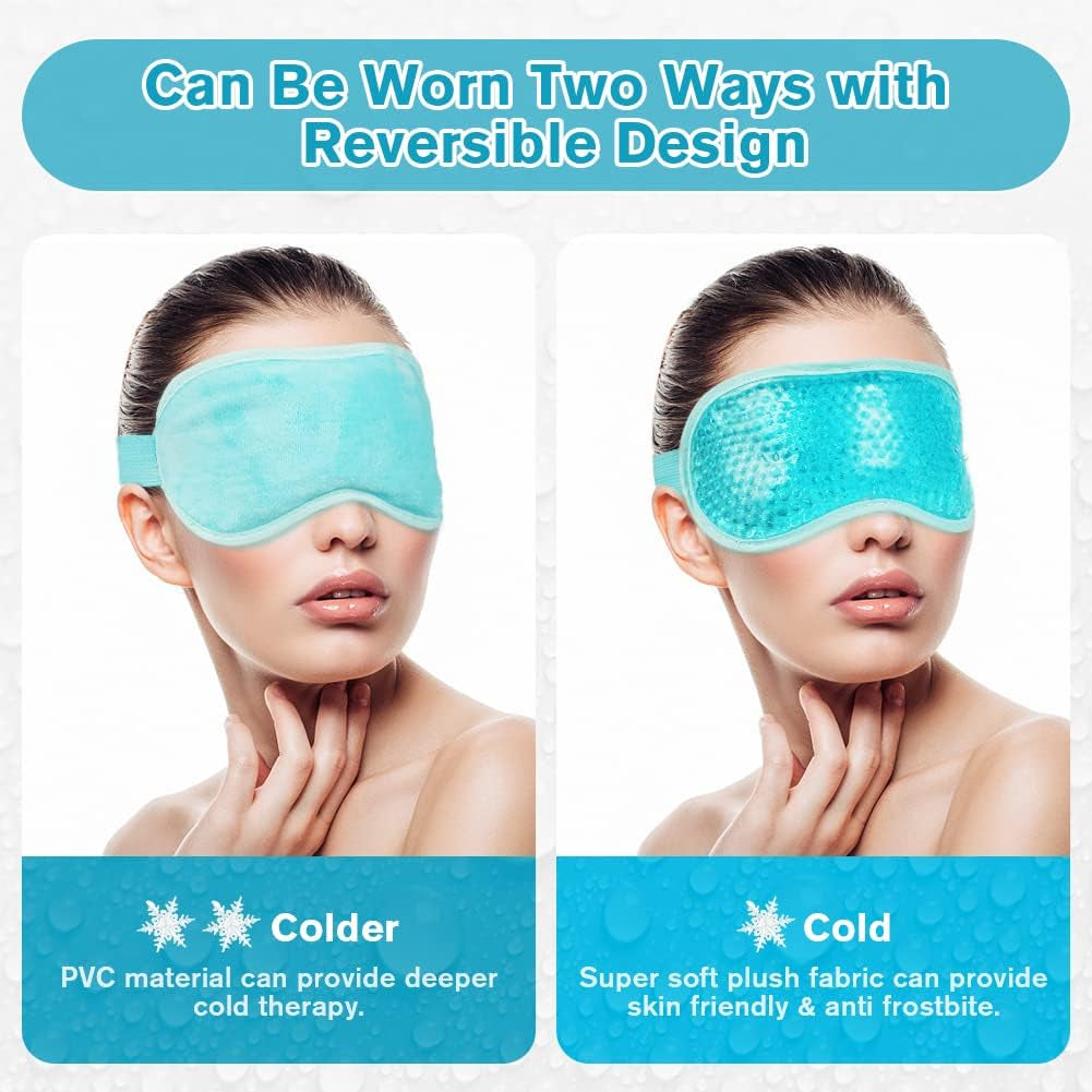 Cooling Eye Mask for Puffy Eyes, Reusable Hot Cold Therapy Gel Cold Eye Mask, Cooling Gel Eye Mask for Dark Circles, Dry Eye, Puffiness, Swollen Eyes, Sinus Pain, Migraine Relief, Headache