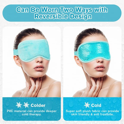 Cooling Eye Mask for Puffy Eyes, Reusable Hot Cold Therapy Gel Cold Eye Mask, Cooling Gel Eye Mask for Dark Circles, Dry Eye, Puffiness, Swollen Eyes, Sinus Pain, Migraine Relief, Headache