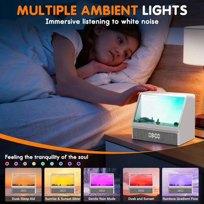 Sunrise Alarm Clock Wake-Up Light White Noise Bluetooth Connectivity Remote Button Control Natural Sound Sunrise Sunset Simulation Adjustable Brightness Christmas Birthday Gift for Friend